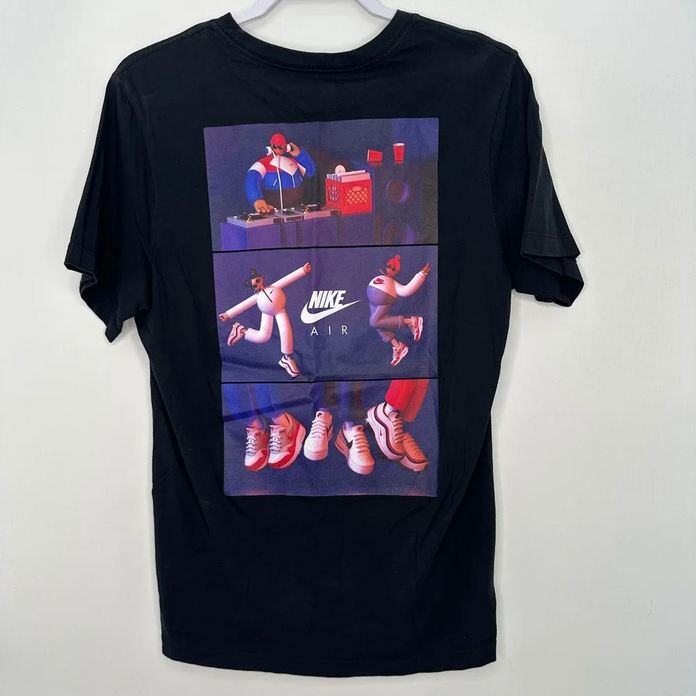 Nike Air DJ Graphic T-Shirt Mens Medium Black Short Sleeve Streetwear Hype